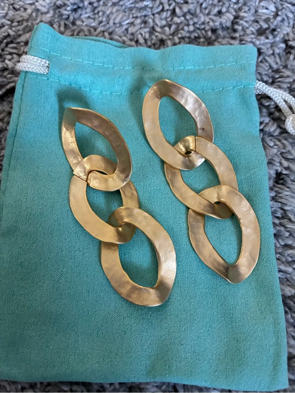 Spartina 449 Gold-Tone Linked Hoop Earrings with Mint Green Beads 2 for 1